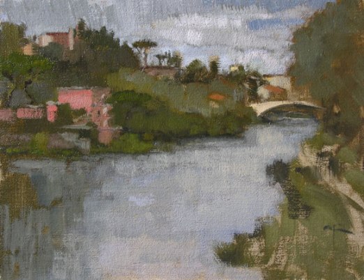 Lido At Ponte San Niccolo, oil on panel 11.5 x 9 inches