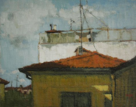 Rooftop Garden, oil on panel 9 x 11.75 inches