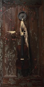 2nd Prize, Still Life Category --"Israfel," 26x50 oil on panel