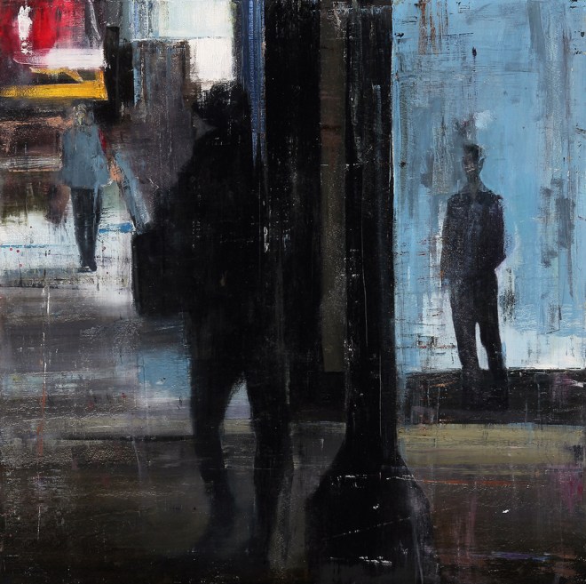 "Waiting 212," 36x36, oil on wood
