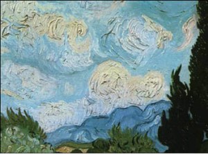 Detail of a Van Gogh painting showing the impasto technique
