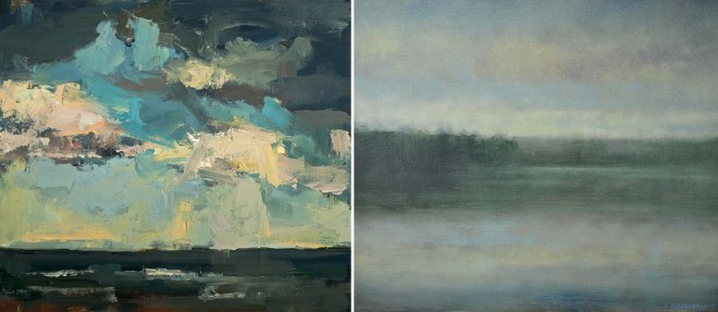 (left) Lisa Noonis, "Rain Likely"; (right) Kevin Fitzgerald, "River Clouds"