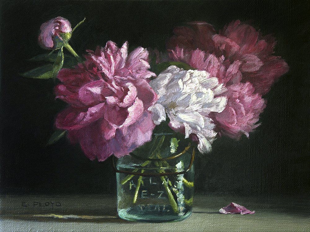 Peonies in Canning Jar